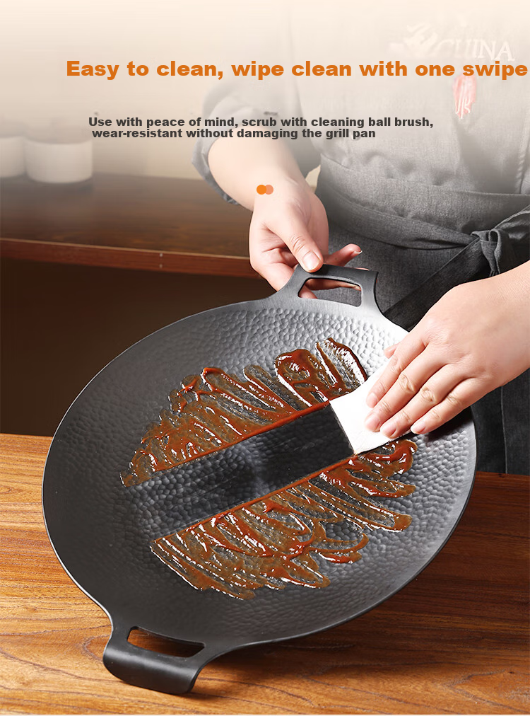 Zhangsanfeng Barbecue Grill Pan, Non-Stick Flat Bottom Frying Pan, Uncoated Steak Griddle, Teppanyaki Plate, Portable Stove, Outdoor Use, 32cm 4