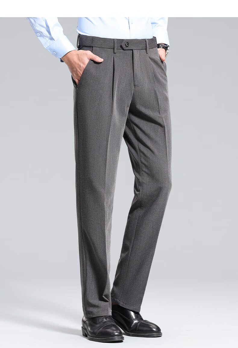 ROMON [Wrinkle-Resistant And No-Iron] Men's Dress Pants, New Style for Young And Middle-Aged Men, Straight-Leg Loose Business Cargo Trousers, Casual Pants for Me 18