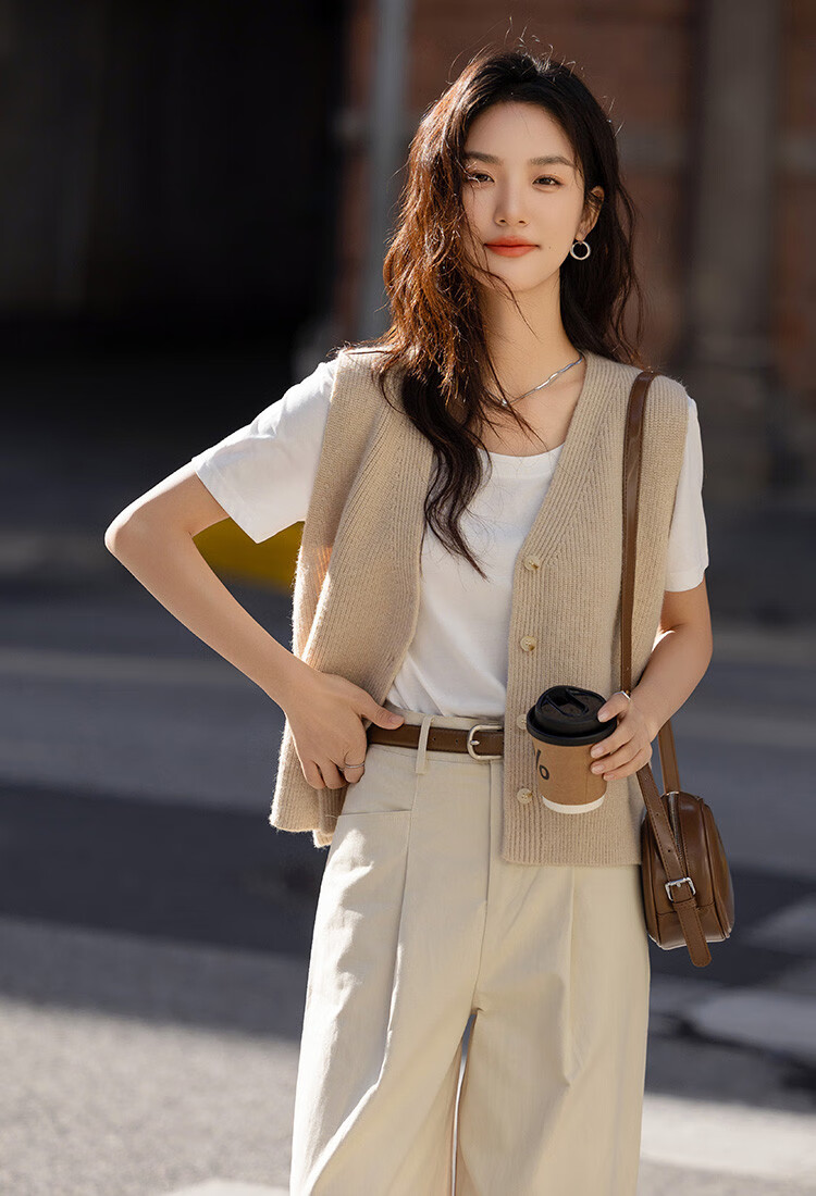 Dme [Daily Commute Knitted Vest] Spring V-Neck Basic Versatile Sleeveless Knit Top for Wome 6