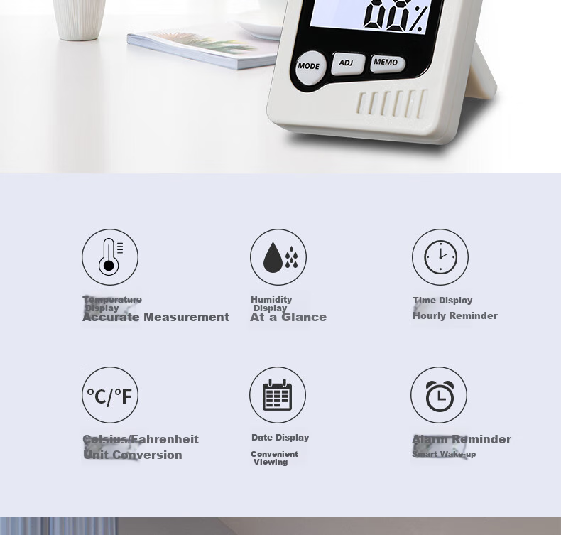 CEM DT-322 Electronic Thermometer And Hygrometer with Alarm Clock, Office And Home Indoor/outdoor Temperature And Humidity Meter 2