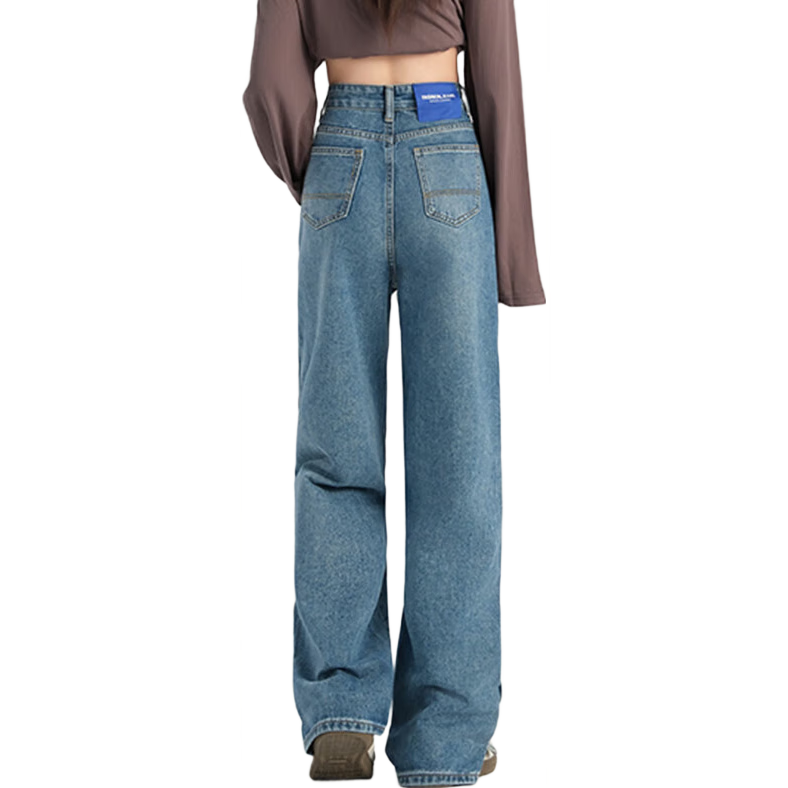 Pierre Cardin Jeans for Women, Summer High-Waisted Loose-Fit Slimming Lyocell Casual Straight-Leg Versatile Cropped Pants, Vintage Blue M