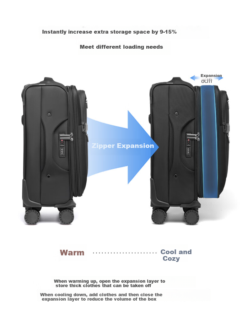 CROSSGEAR Cross Medal Business Suitcase for Men And Women, 20-Inch Small Carry-On Trolley Case with Front Opening, Oxford Fabric Luggage for Travel And Business Trips 4