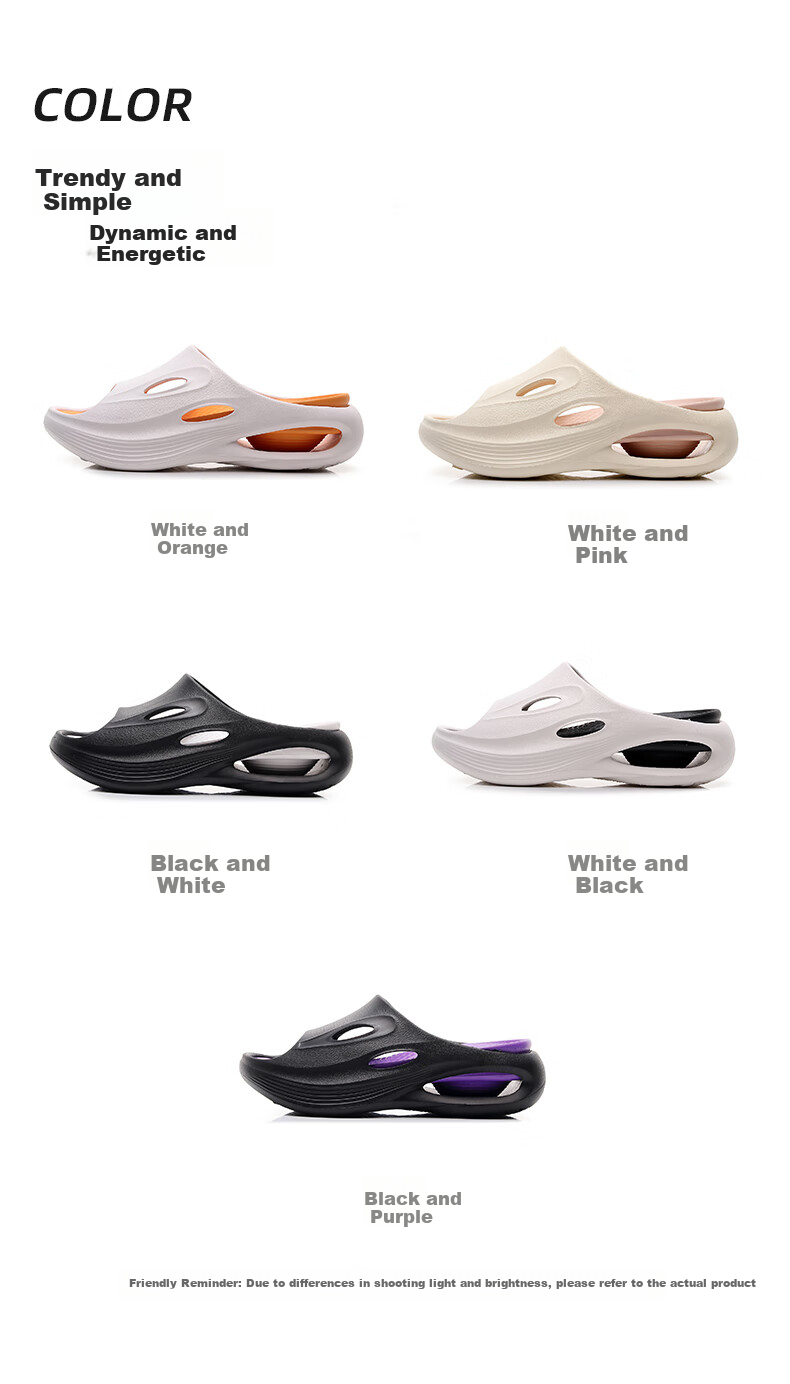 GUOLUOFEI Sports Slippers for Men, Summer Outdoor Wear, Casual Trendy Thick-Soled Non-Slip Sandals for Women, White And Black, Size 44-45 3