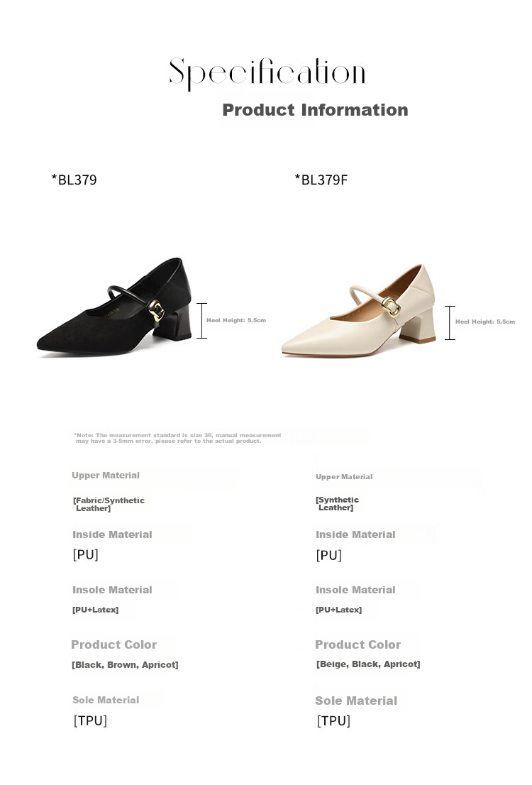 ZHR Zese Mary Jane Women's Pointed Toe Summer Single Shoes Shallow Mouth Chunky Heel One-strap Shoes BL379F Beige 37 4