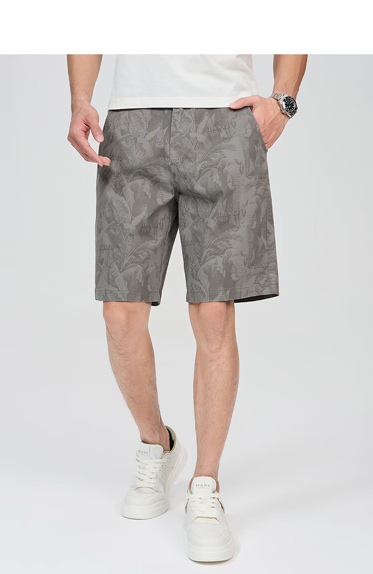 DANCING WOLVES [Comfortable Cotton Spandex] Summer Versatile Trendy All-Over Letter Print Breathable Men's Casual Shorts, 701 Khaki, Size 35 10