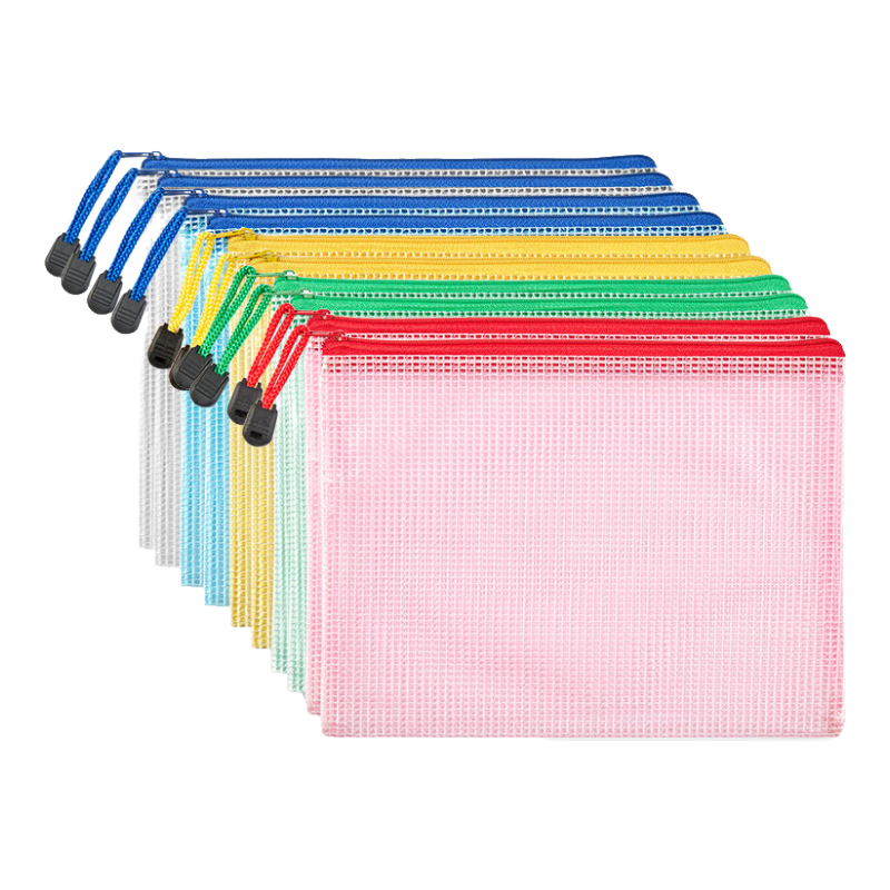 Kingdee A5 Grid Zipper Pouches, Thickened, Pack of 10, Subject Classification Bags, Essential for Back-To Season, Transparent File Folders, Office Supplies, Document Protection, Waterproof Document Pouches