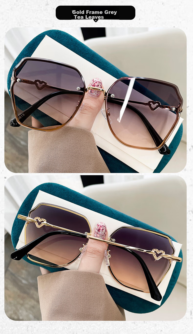 Angelamiao Fashion Women's Sunglasses, Frameless Cut-Out Sunglasses, UV Protection, Bare-Faced Slimming Effect, Silver Frame with Gradient Lenses 14