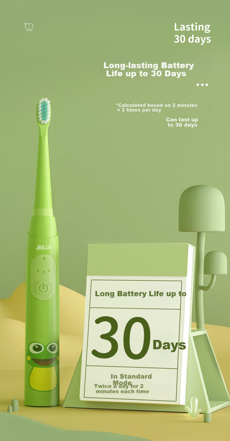 BAIR Children's Electric Toothbrush for Ages 3-6 Non-U Shape Soft Bristles Fully Automatic Sonic Wave Gift for Kids K3 7