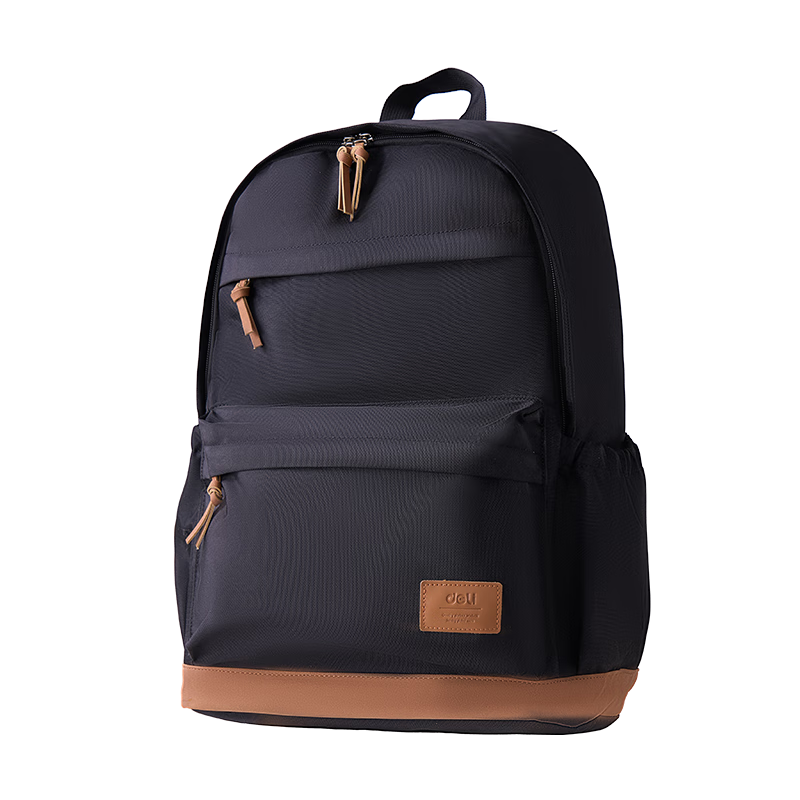 Deli Simple Lightweight Backpack for Middle School, High School And College Students, Large Capacity with Multiple Compartments, Fashionable Casual Unisex Shoulder Bag, Black