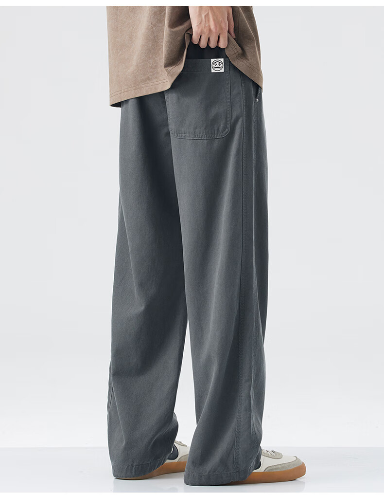 Paul Frank Tencel Lyocell Casual Pants for Men, New Autumn Style Loose Casual Cargo Straight-Leg Trousers, Khaki Regular Size 29 6