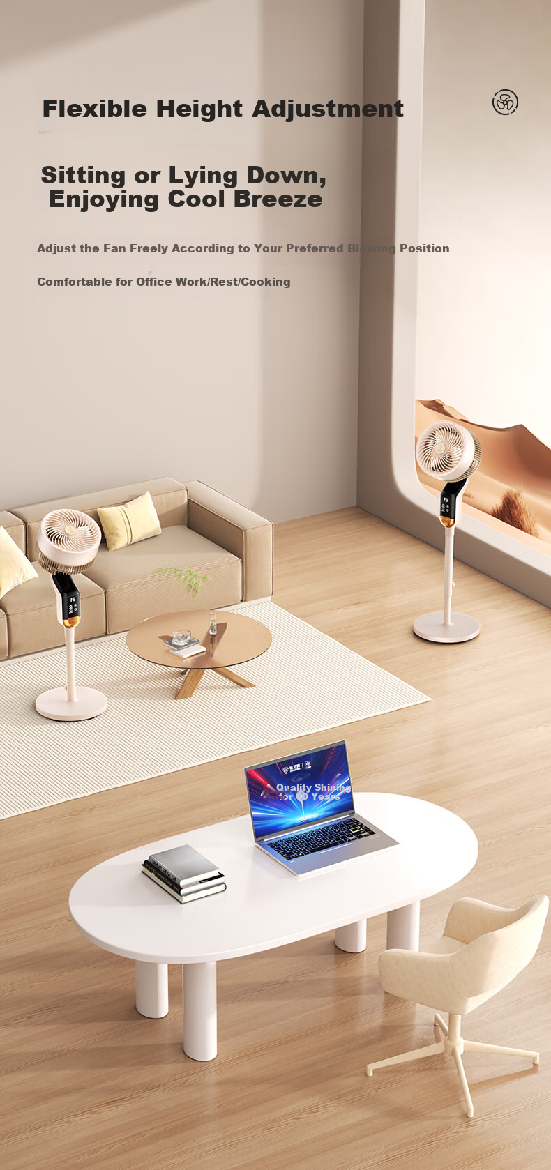 Zuanshipai DC Inverter Air Circulation Fan, AI Voice Remote Control, Electric Fan for Home Use, Bluetooth Smart Timer Fan, Copper Wire Motor, Floor Fan, First-Class Energy Efficiency, FX-EC8X6DQRV 7