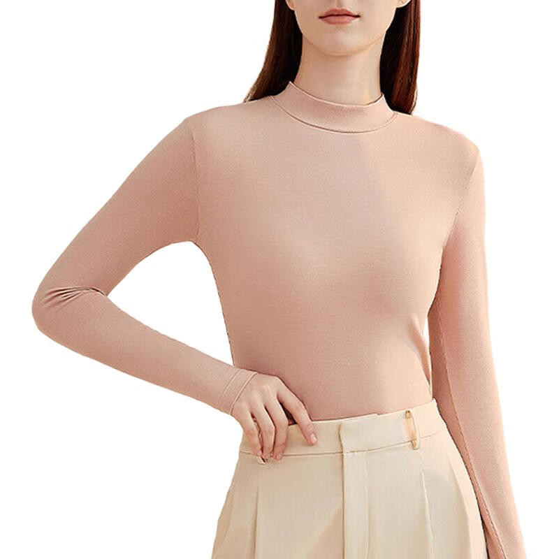 Dushiliren Women's Base Layer Top, Face Mask, Thermal Underwear, Warm, Body-Shaping, Slim-Fit, Lightweight, Comfortable Top for Women, Light Skin Color, XXL