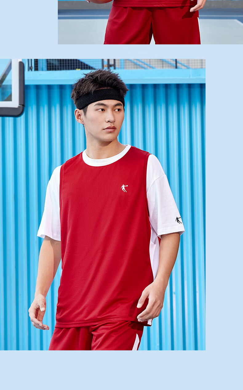 QIAODAN Men's Sports Set, Basketball Uniform, Moisture-Wicking Quick-Dry Vest And Shorts Two-Piece Set, Athletic Wear Jersey 18