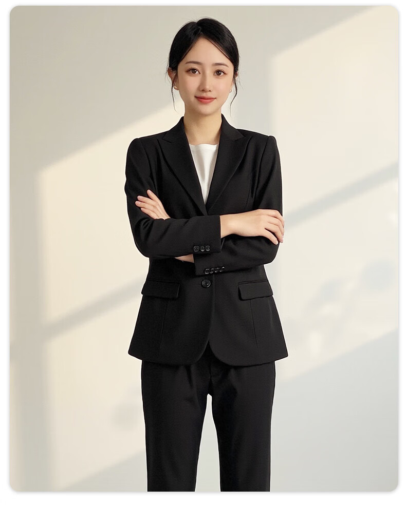 ROMON Women's Tailored Blazer Suit Slim Fit Professional Business Interview Work Commuter Jacket 15