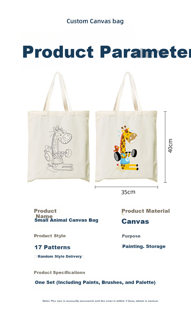Dipuer White Canvas Bag, Blank Canvas Pouch, Children's DIY Handmade Drawing Bag, Creative Handbag for Painting And Drawing 2
