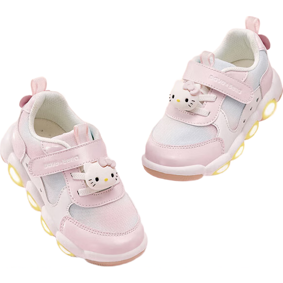 DAVE & BELLA Hello Kitty Kids Light-Up Sneakers Spring Autumn Girls Flashing Shoes