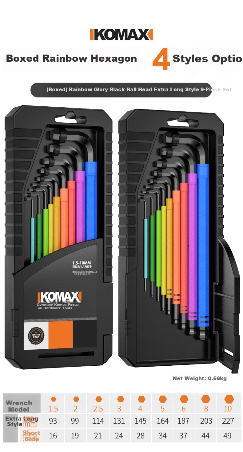 KOMAX Hex Key Set, Universal Star Wrench, Hexagonal Screwdriver Tool, Extended Hexagonal 18