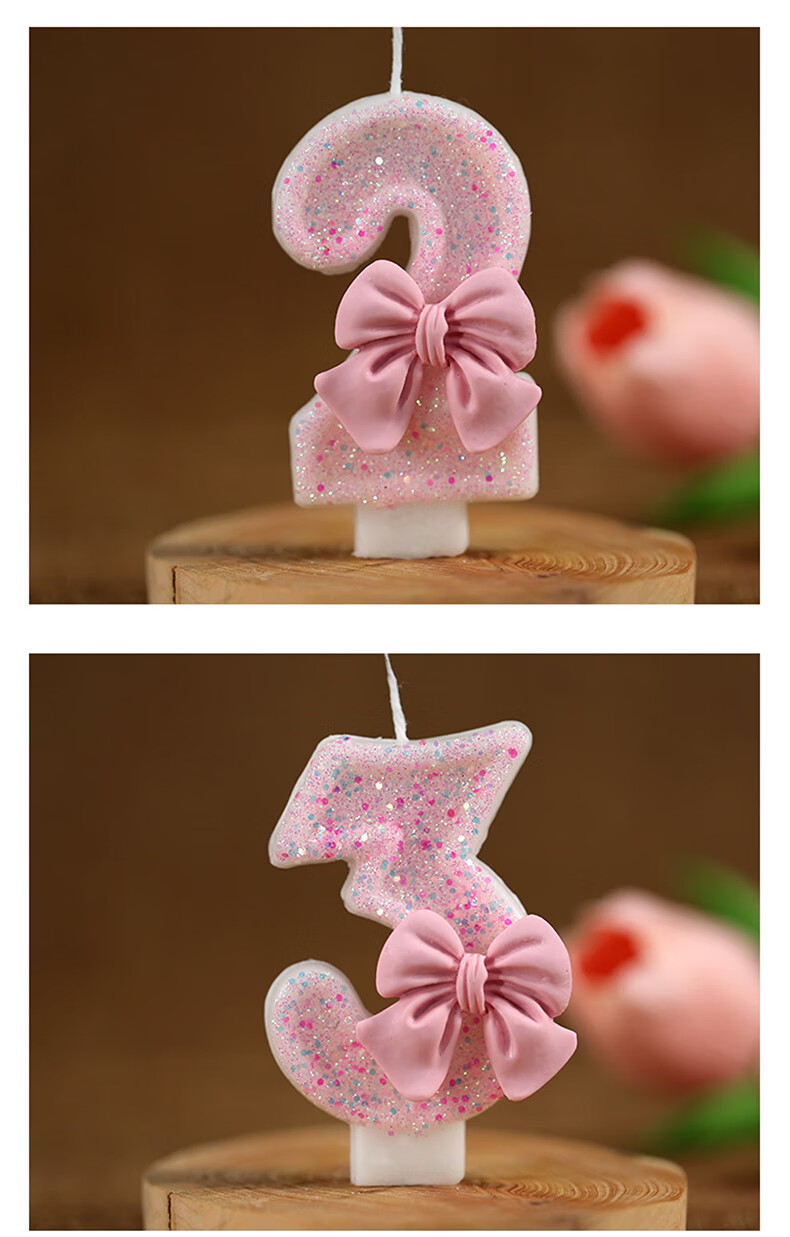 Duomeiyi Birthday Candle Scene Decoration Creative Cake Cartoon Candles Pink Butterfly Candle Holder Number 7 4