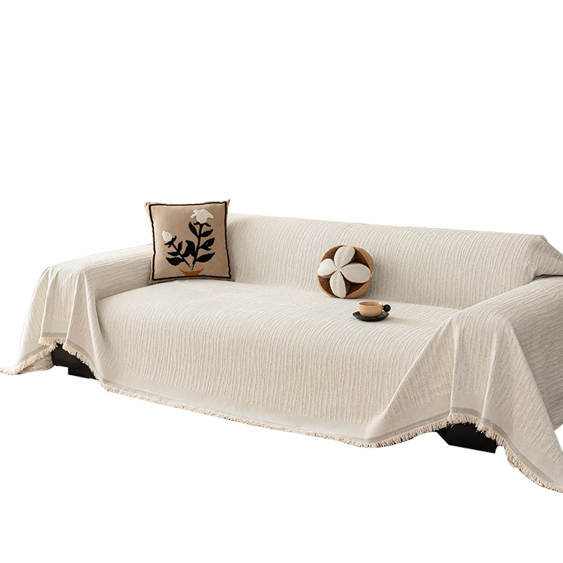 CHERISHES LIFE Sofa Cover, All-Season Universal Sofa Throw, Full Coverage Sofa Cover, Dust-Proof Coverlet, Younai 180*380cm, Cream White