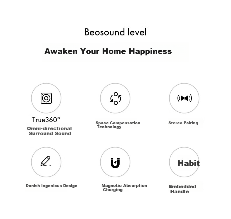 B&O [Gong Jun Endorsed] Beosound Level Bluetooth Speaker, Portable High-End Art Audio for Home Use, B& Audio, Dark Gray, Mid-Autumn Festival Gift 2