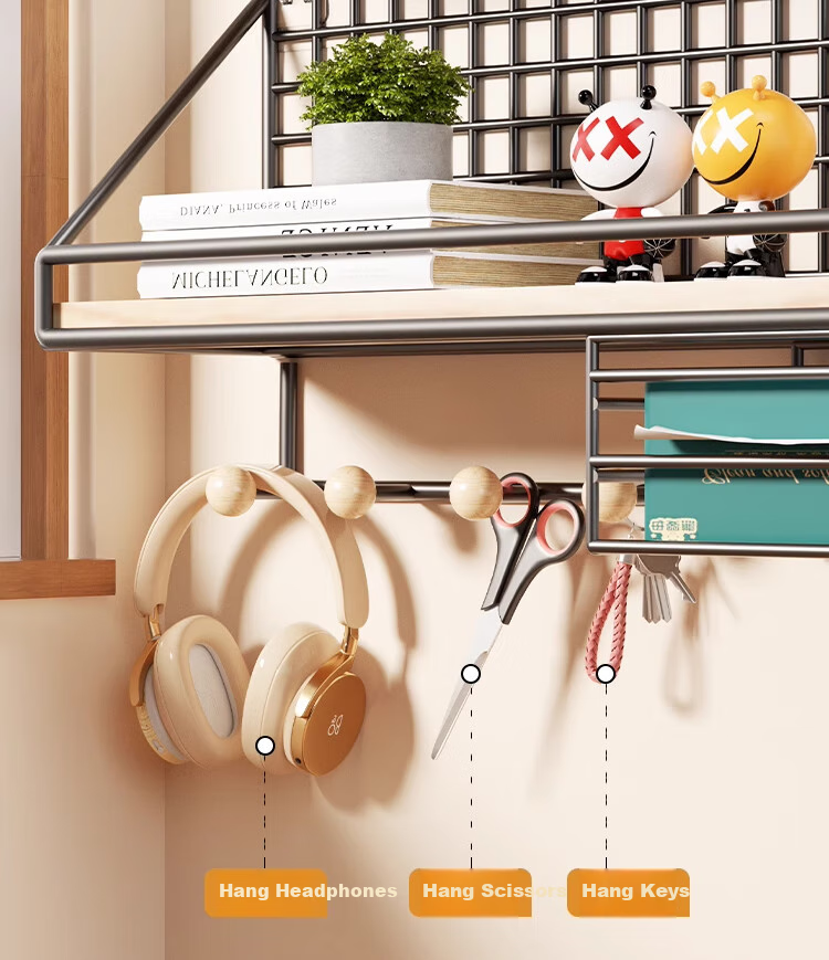 Anerya Wall-Mounted Storage Rack, No Drilling Required, for Living Room Walls And Bedroom Bedside Organization, Wall-Hanging Partition Shelf for Router 6