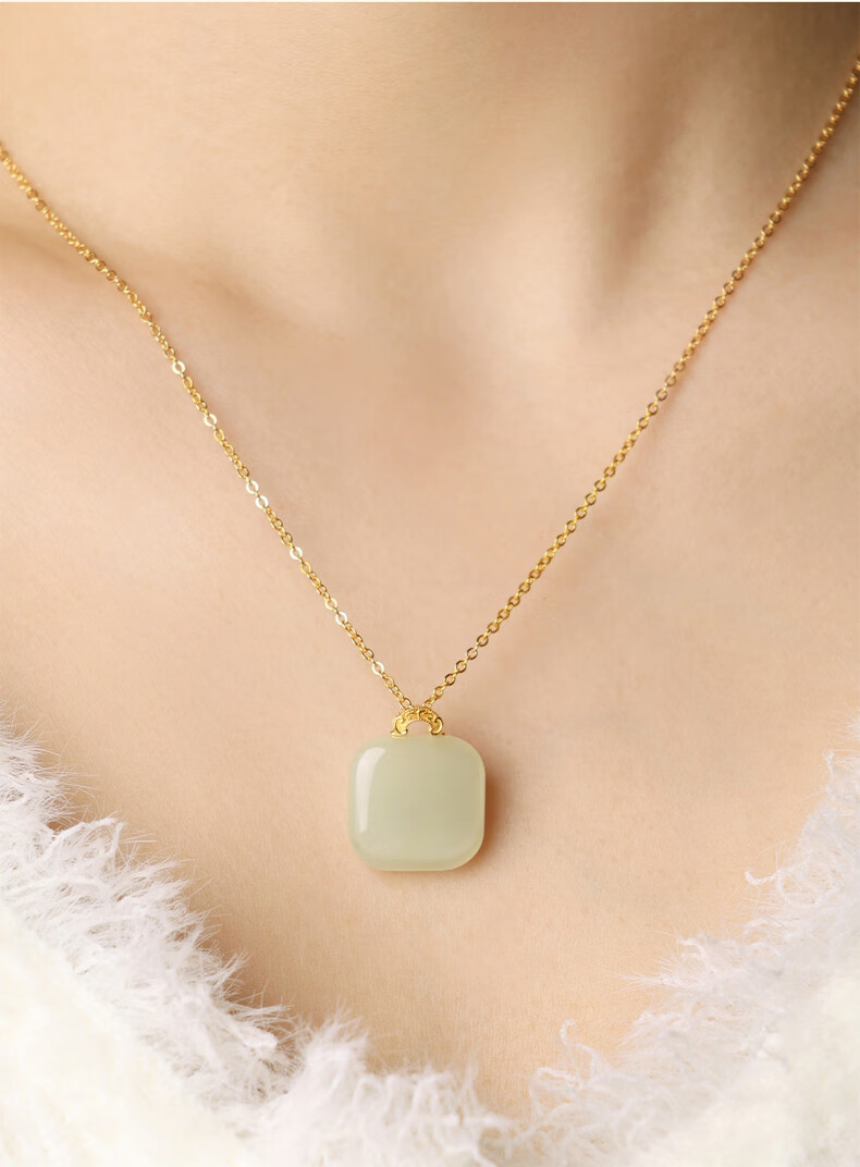 Yang Chuang Shi Shang China Gold Hetian Jade Silver Necklace for Women, 2026 New Style Birthday Gift for Wife, Girlfriend, Mother S925 10