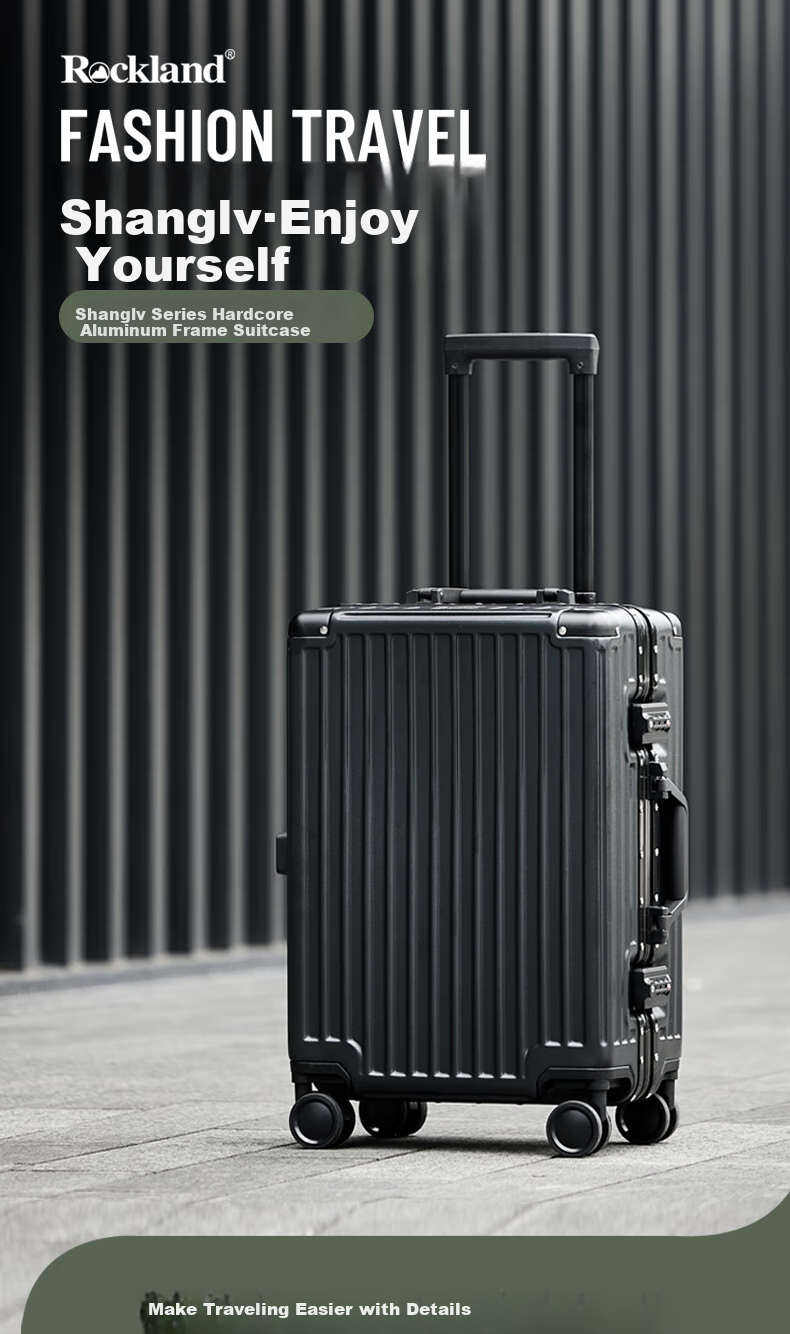 ROCKLAND Luggage Suitcase with Spinner Wheels for Men And Women, Aluminum Frame Trolley Case with Large Capacity And Carry-On Lockable Wheels 1