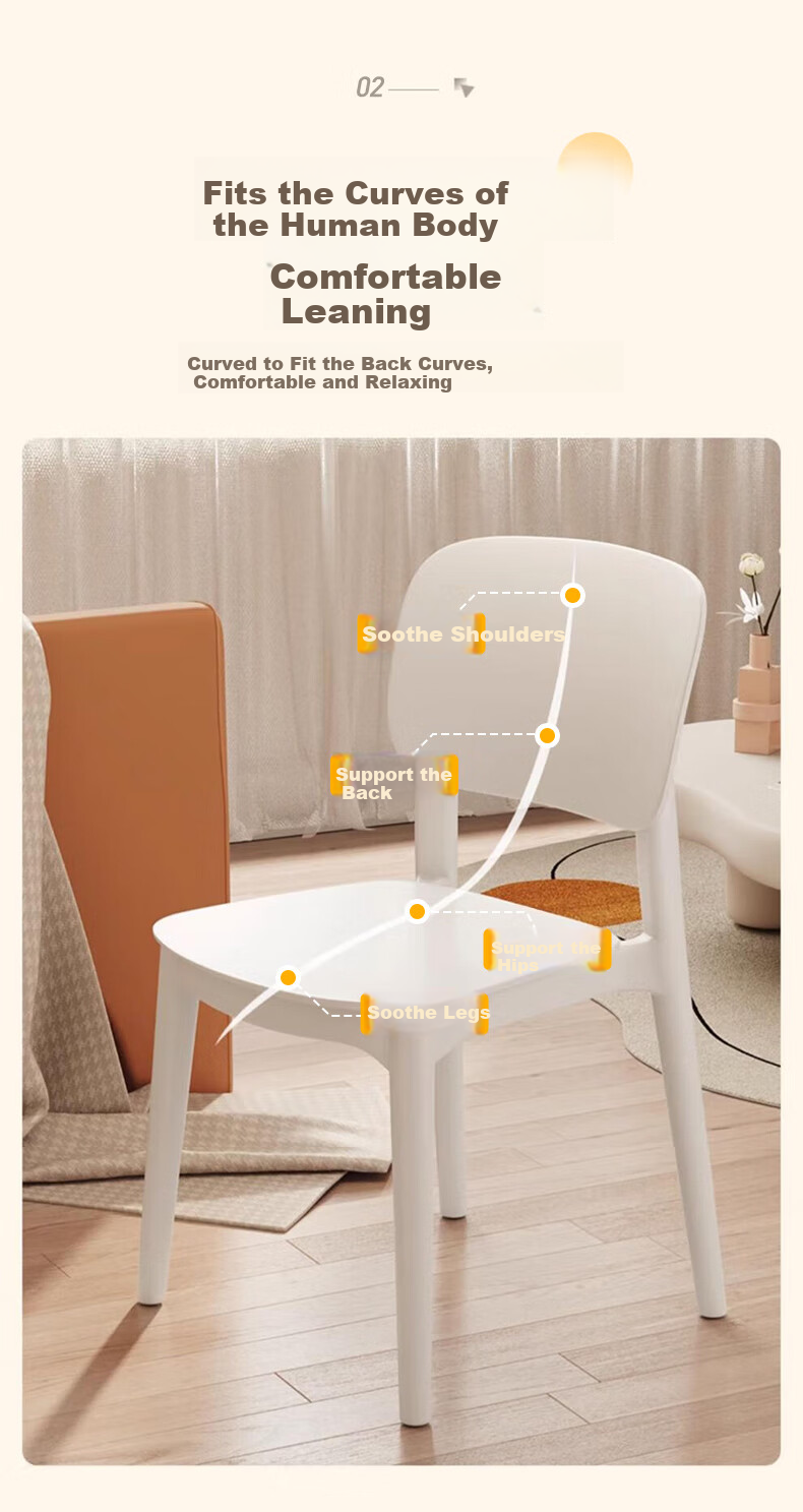 Quanpinwu Dining Chair Stool Plastic Chair Milk White Office Chair Backrest Leisure Chair Desk Chair Study Chair Makeup Chair 3