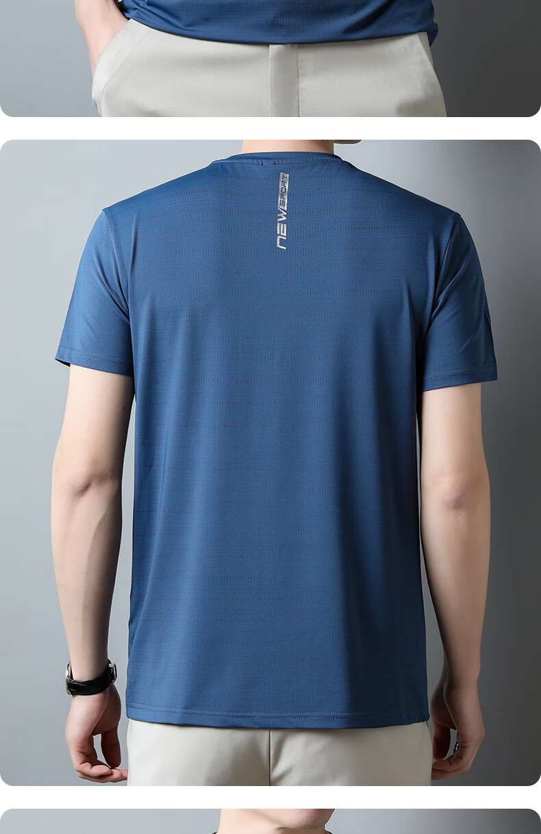 LangSha Quick-Dry Men's Short Sleeve T-Shirt Summer Ice Silk Moisture-Wicking Breathable Sports T-Shirt Outdoor Running Fitness Training Top 7