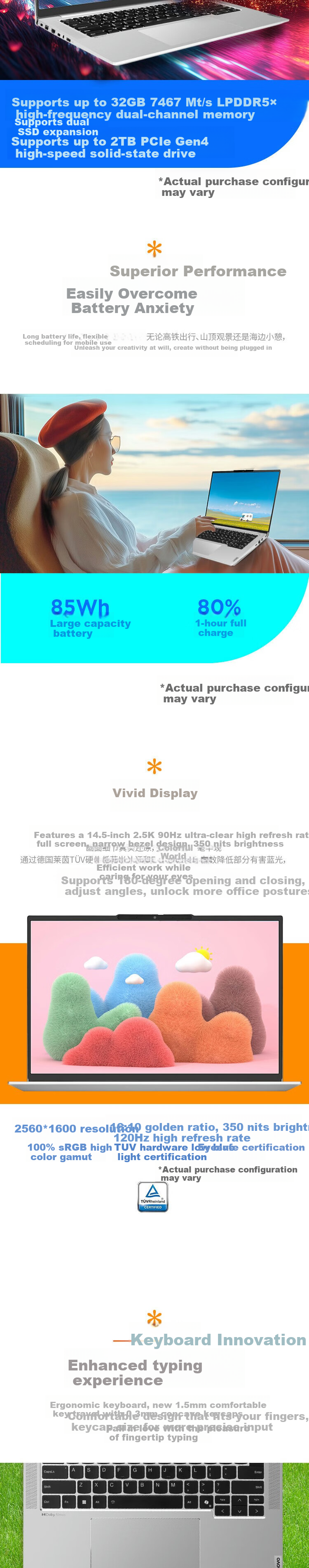 Lenovo Laptop [20% Subsidy] Zhao Yang · Yue Plus 14-Inch High-Performance Business Computer AI Thin And Light Notebook (Ultra5-125H, 32GB RAM, 1TB Storage, 2.5K Display) 1