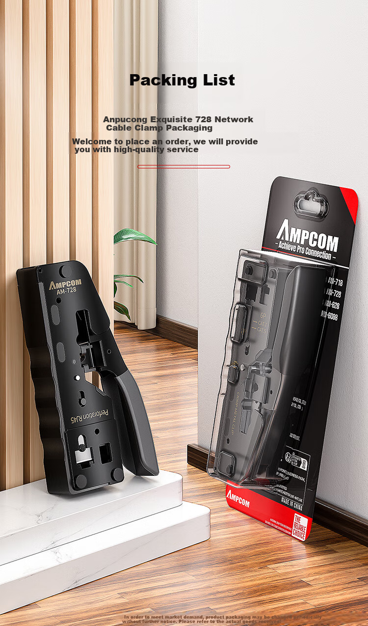 AMPCOM Flagship AMPCOM Category 7 Cable Crimper, Through-Penetrating Swallow-Tail Clip, Cat5e/6/7 Shielded RJ45 Connector Crimping Pliers, 4-In Wire Stripper/cutter/breaker AR728YE 20