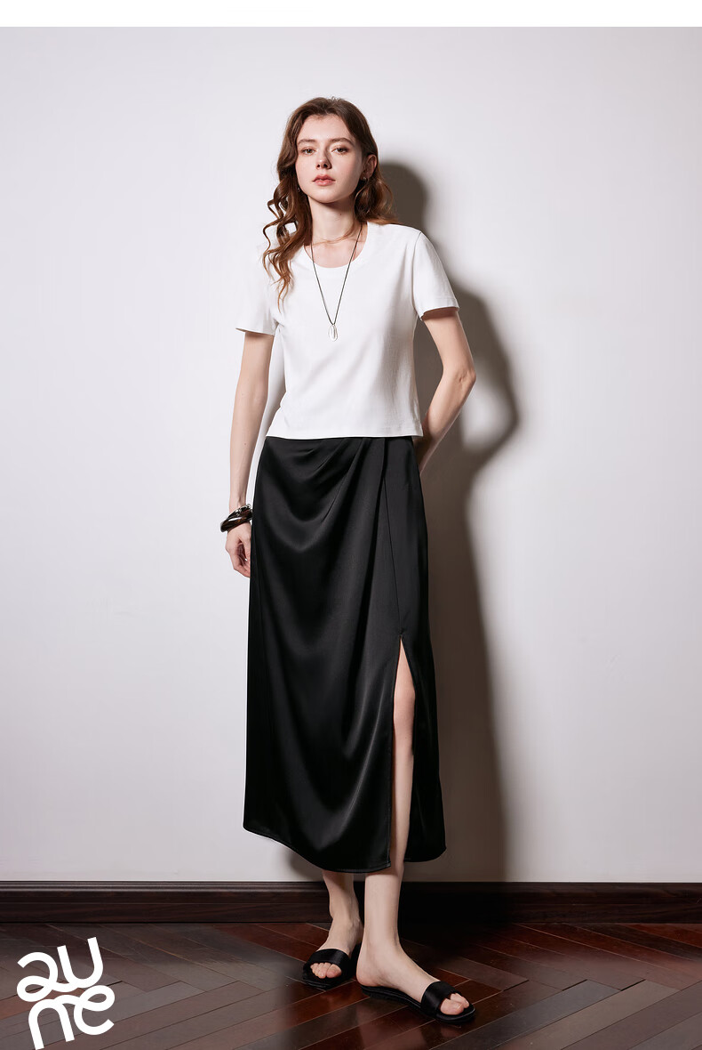Chuyu Mulberry Silk T-Shirt for Women, 2025 New Style, Mandarin Collar Short Sleeve Simple Versatile Top, Ice Lake Blue, M 14