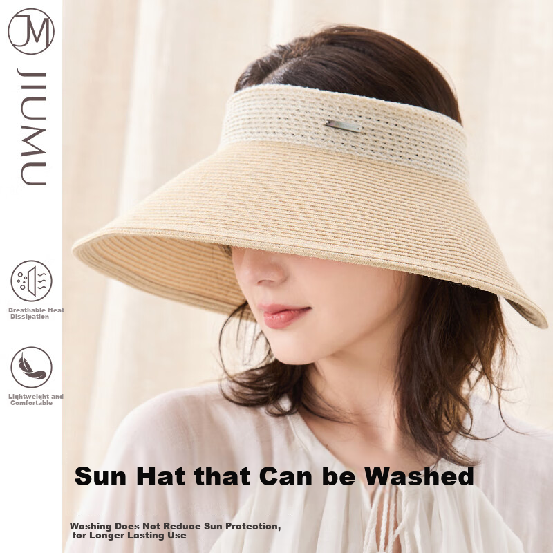 JIUMU Sun Protection Hat for Women, Sun Visor Cap, Sun Hat, Visor Hat, Straw Hat, Cool Hat, Summer Outdoor Face-Covering UV Protection Hat for Wome