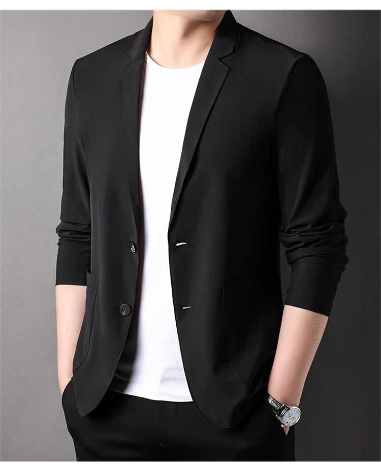 TUCANO Men's Summer Ice-Feel Anti-UV Blazer Suit Jacket Professional Business Casual Top Black XL 17