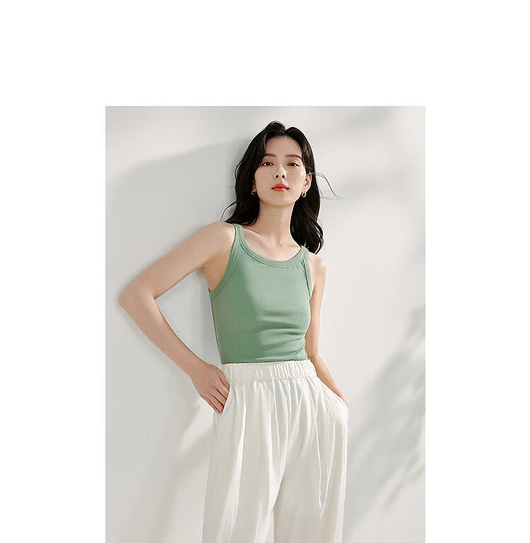INMAN U-Neck Camisole Tank Top, Summer Women's Wear, Inner Or Outer Wear, Slimming Sleeveless Top, White, XL 2