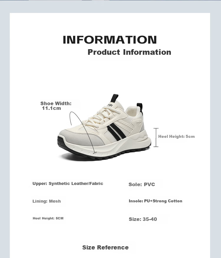 ZHR Thick-Soled Women's Shoes, New Versatile Student Sneakers, Lightweight Running Shoes with Contrasting Colors, Casual Shoes, IF12 Beige And Black, Size 38 5