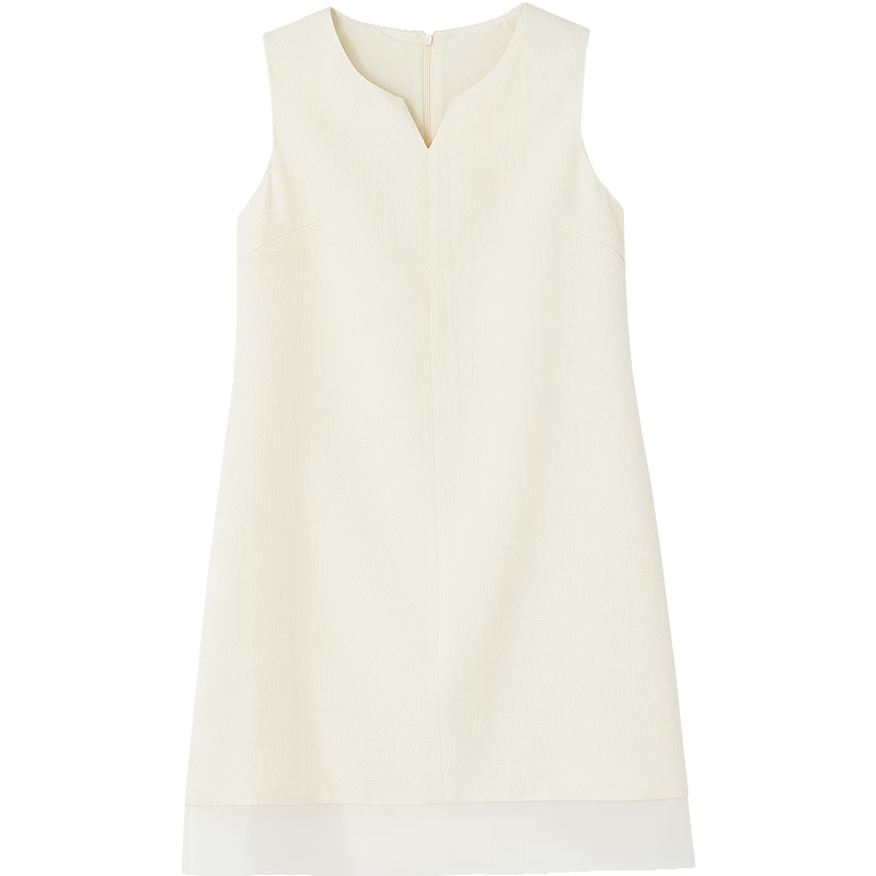 Demana Summer Little Chanel Style V-Neck Organza Spliced Sleeveless Women's Dress with Granular Two-Tone Yarn Weaving Craft