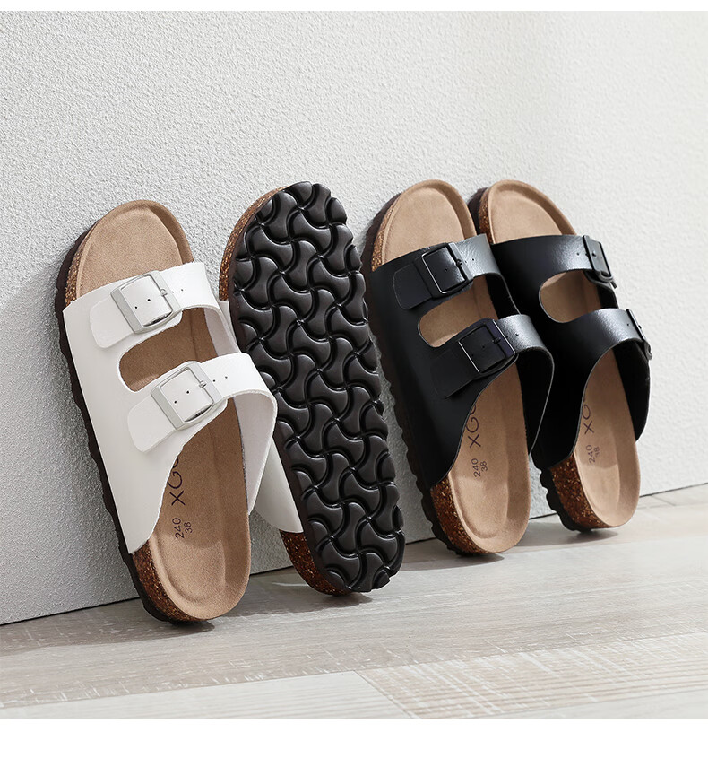 XGGC Cork Slippers for Men, Summer Trendy Non-Slip Thick-Soled Couple's Slide Sandals, Women's Outdoor Wear, White, Size 36 15