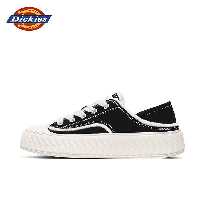 Dickies Women's Canvas Shoes, Trendy Casual Footwear, Low-Top Versatile Flat Shoes for Women, Black, Size 35
