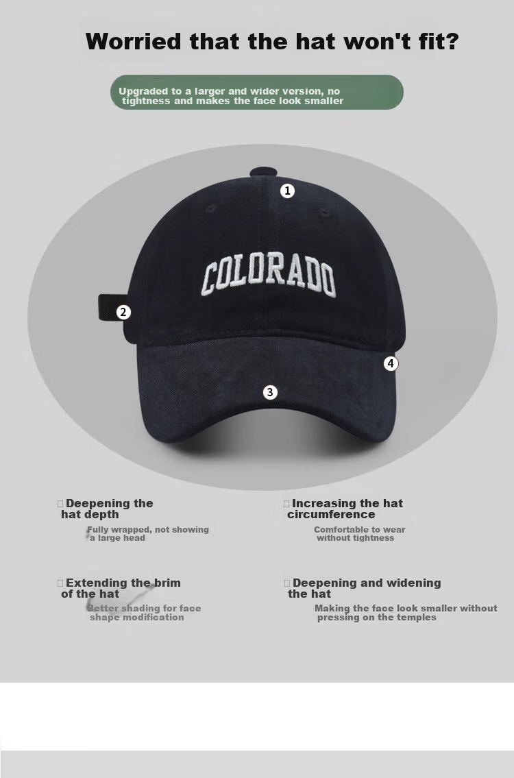 HAOGUAN Baseball Cap for Women, Face-Slimming New Style Large Head Circumference Men's Hat with Deepened And Widened Brim, Round Face Baseball Cap 3