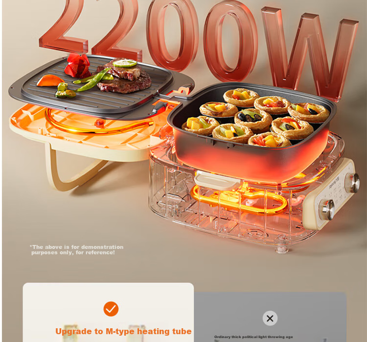 Joyoung Household 2200W High-Power Electric Griddle Breakfast Machine for Frying, Baking, Steaming, Boiling, Hot Pot, Detachable Lower Plate, Multi-Functional Cooker JK28-GK571 23