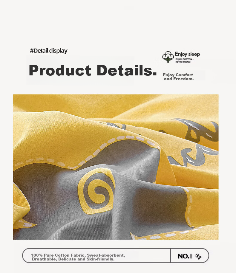 Mengshina Class A Pure Cotton Duvet Cover, Single Piece, Children's Bedding, Student Bedding, 150*200cm, Donut Shape 10