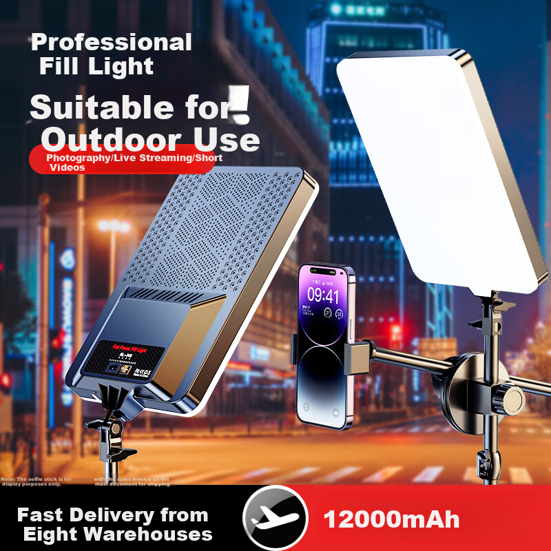 CRENOV [Both Plug-In And Built-In] Live Streaming Fill Light, Flat Photography Lighting, LED Photo Light for Streamers, Professional Soft Light for Food Photography, Video Desktop Lighting with Beauty Enhancement