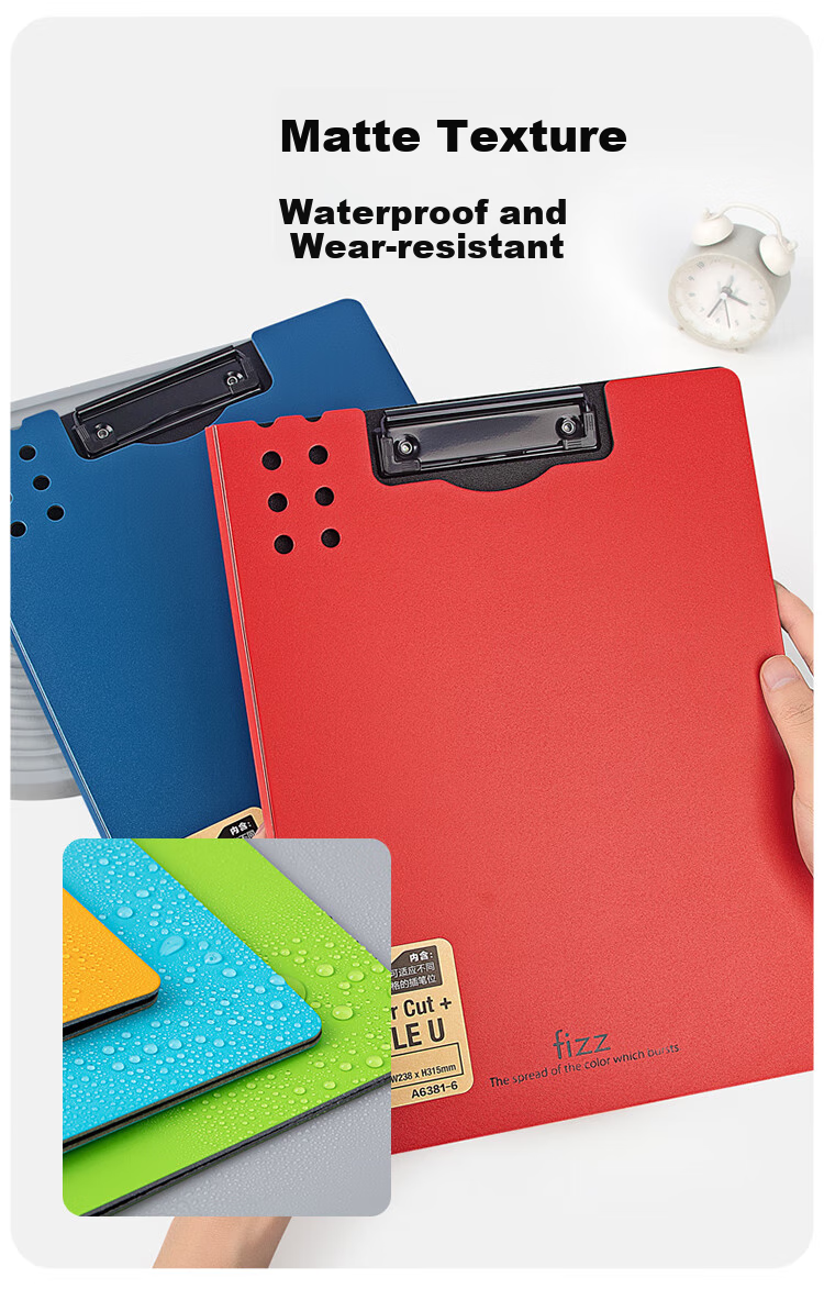 Fizz High-Quality A4 Vertical Thickened Hard File Folder/Leaving Board/Folded Board/Colorful Document Folder/Office Supplies Poetry Recitation Contract Board Exam Paper Storage Folder White A6381 3