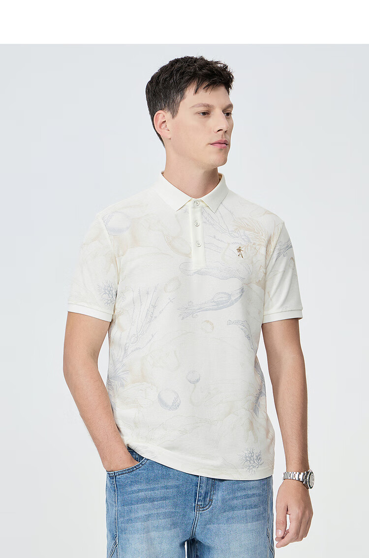 DANCING WOLVES [Bingyangba] 7A Antibacterial All-Over Cool Short-Sleeve Men's Polo Shirt, Light Blue, 3XL(190), 113 9