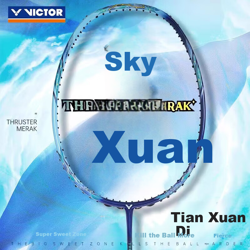 Ракетка для бадминтона VICTOR Tianxun TK-MERAK Blue 4U, карбоновая, наступательная, синяя