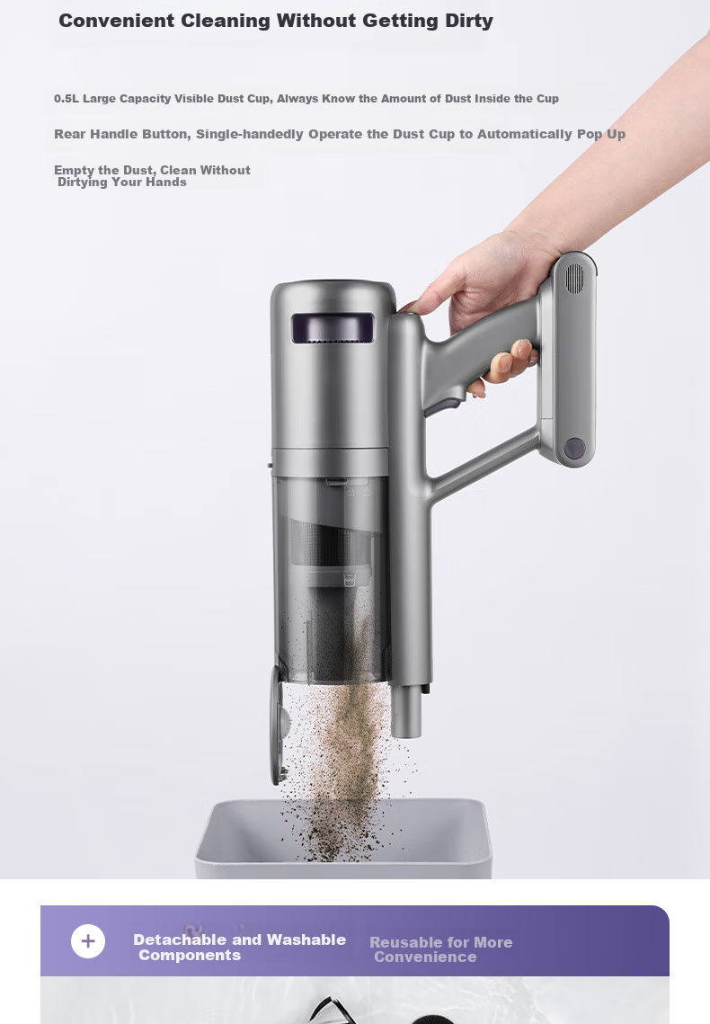 Haier Cordless Vacuum Cleaner with Long Battery Life, Handheld, Green Light Dust Indicator, Portable Cleaning And Dust Removal Machine [With Integrated Suction And Mopping Water Tank + Mattress Mite Removal Brush] S2 [New Year Gift] 17