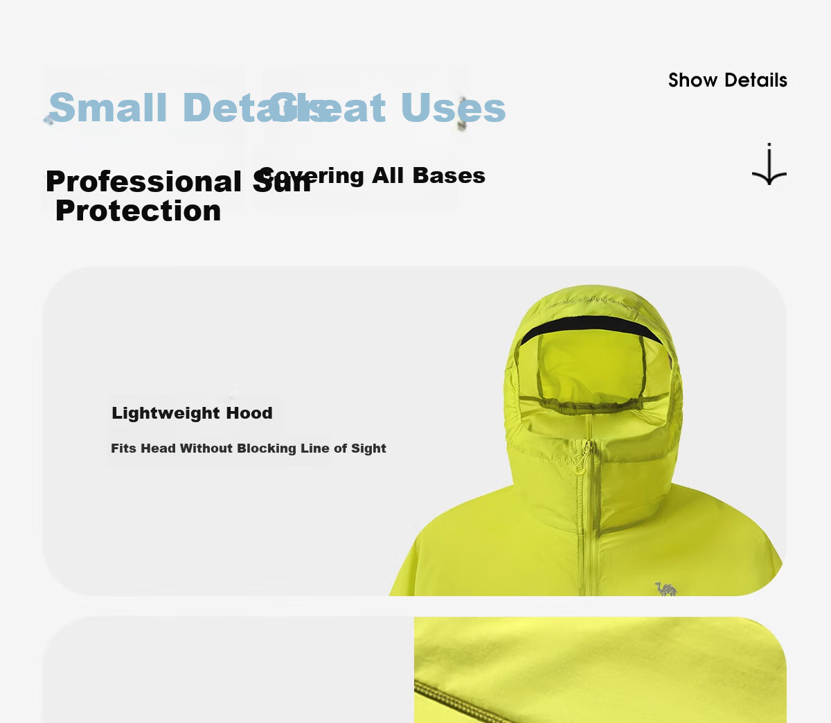 CAMEL Outdoor Sun Protection Clothing UPF50+, Unisex Water-Repellent Sun Protection Jacket A35BA45088 S 34