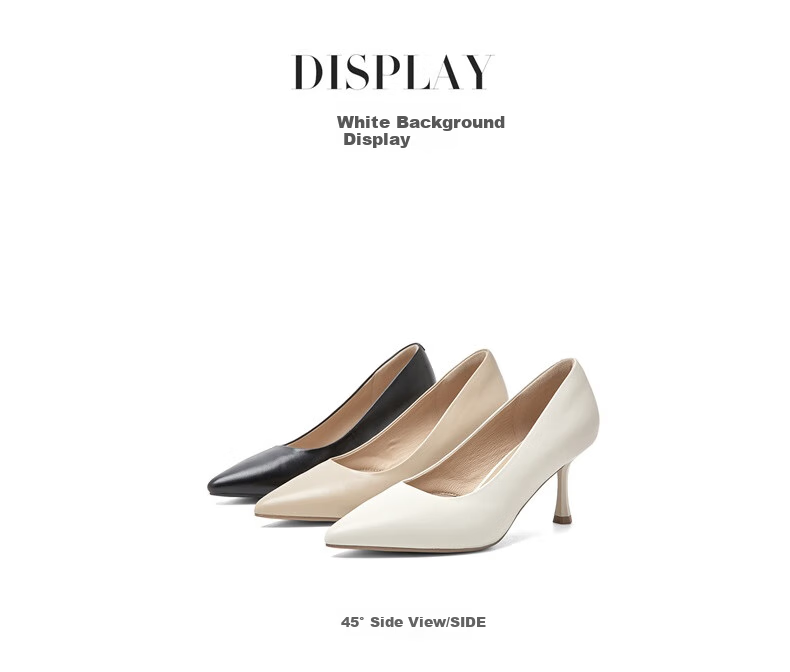 PT'SON Women's High Heels, New Sheepskin Work Shoes, Black Pointed Toe Pumps, Nude Color Professional Shoes, Wide Version, Apricot Color, Size 34 21