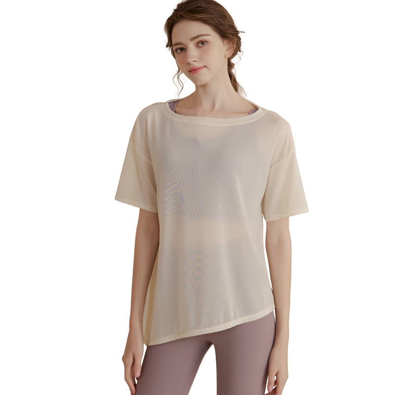 XUEXIMAN Women's Loose Fit Yoga Cover-up Lightweight Breathable Quick-Dry Short Sleeve Sports T-Shirt Summer Fitness Top